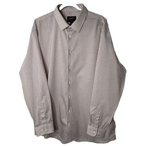 Egara Men's Shirt Men's 18.5 36-37 Tall Slim Fit Geometric Print Button Up Long